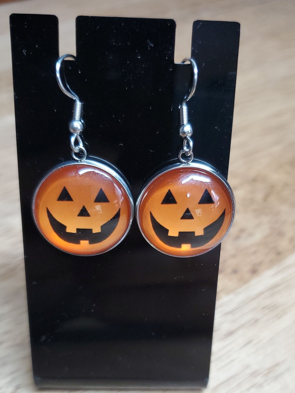 Halloween Pumpkin Jack-O'-Lantern Dangle Earrings - Orange